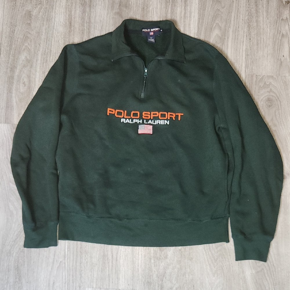 Vintage Polo by Ralph Lauren Dark Green Zip-Up Sweater